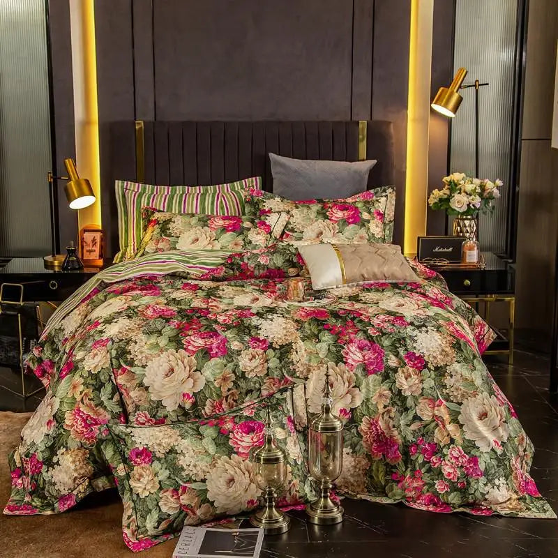 Elegant Vibrant Floral Bedding Set 100% Cotton