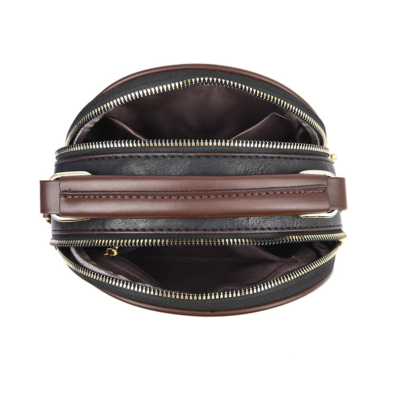 Vintage Embossed Round Shoulder Bag