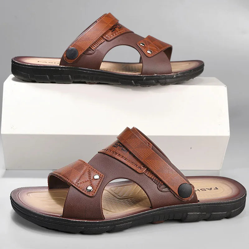 Men’s Premium Leather Slip-On Sandals for Summer