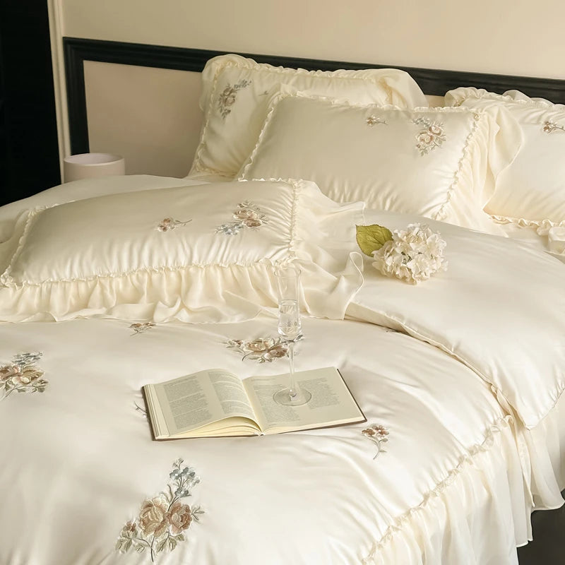 Elegant Chiffon Ruffle  Princess Bedding Set