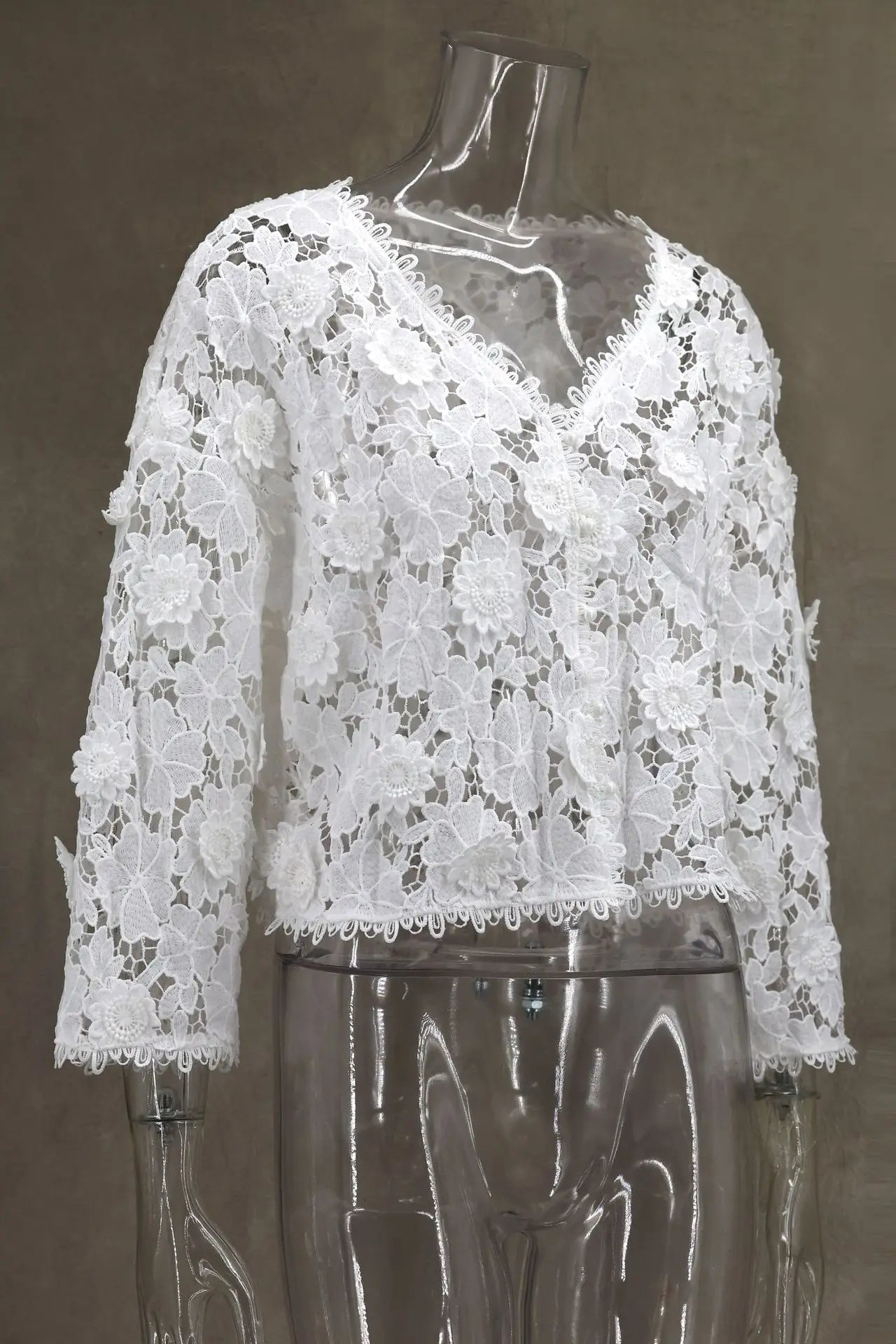 Summer Floral Hollow Out Lace Loose Women's Shirt