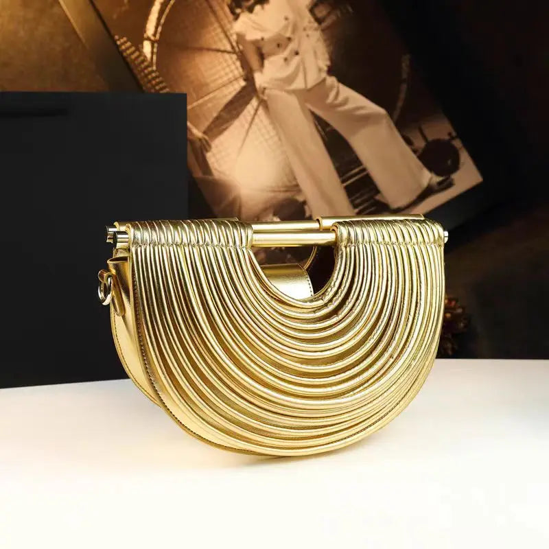 Gold Handwoven Hobo Bag Designer Evening Clutch