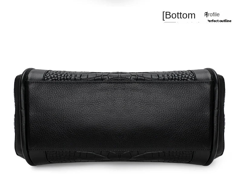 Oversized Crocodile Pattern Leather Tote Shoulder Bag