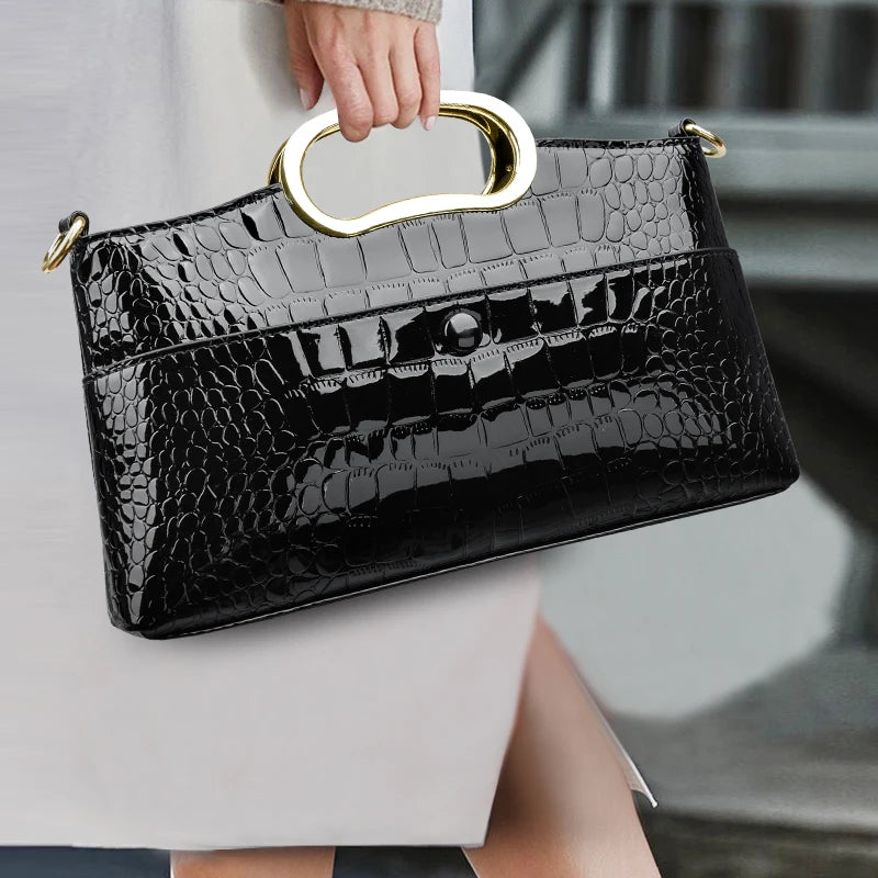 Crocodile Pattern Leather Casual Handbag