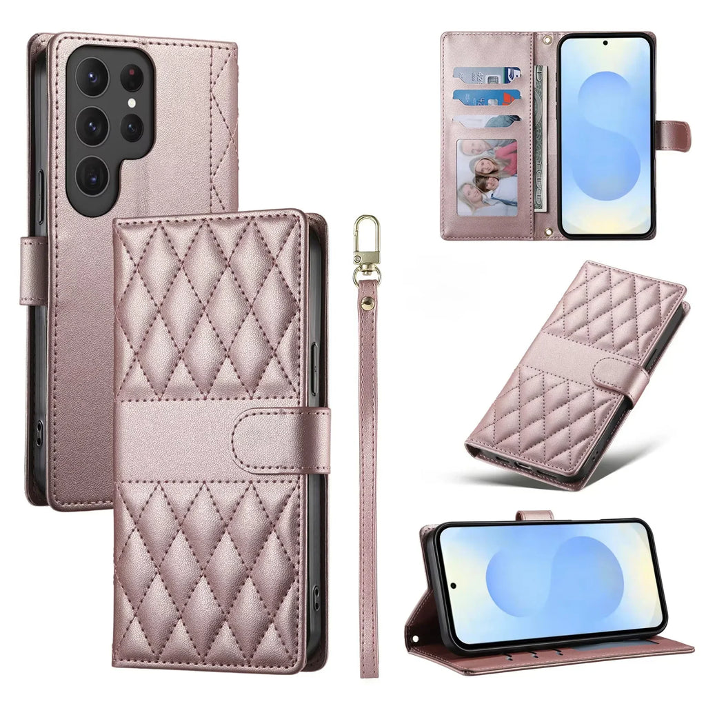 Crossbody Leather Phone Case for Samsung Galaxy – Lanyard Card Wallet Cover