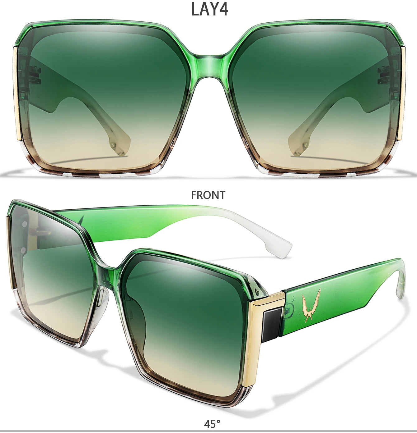 Elegant 2 Packs Unisex Square Sunglasses With UV Protection