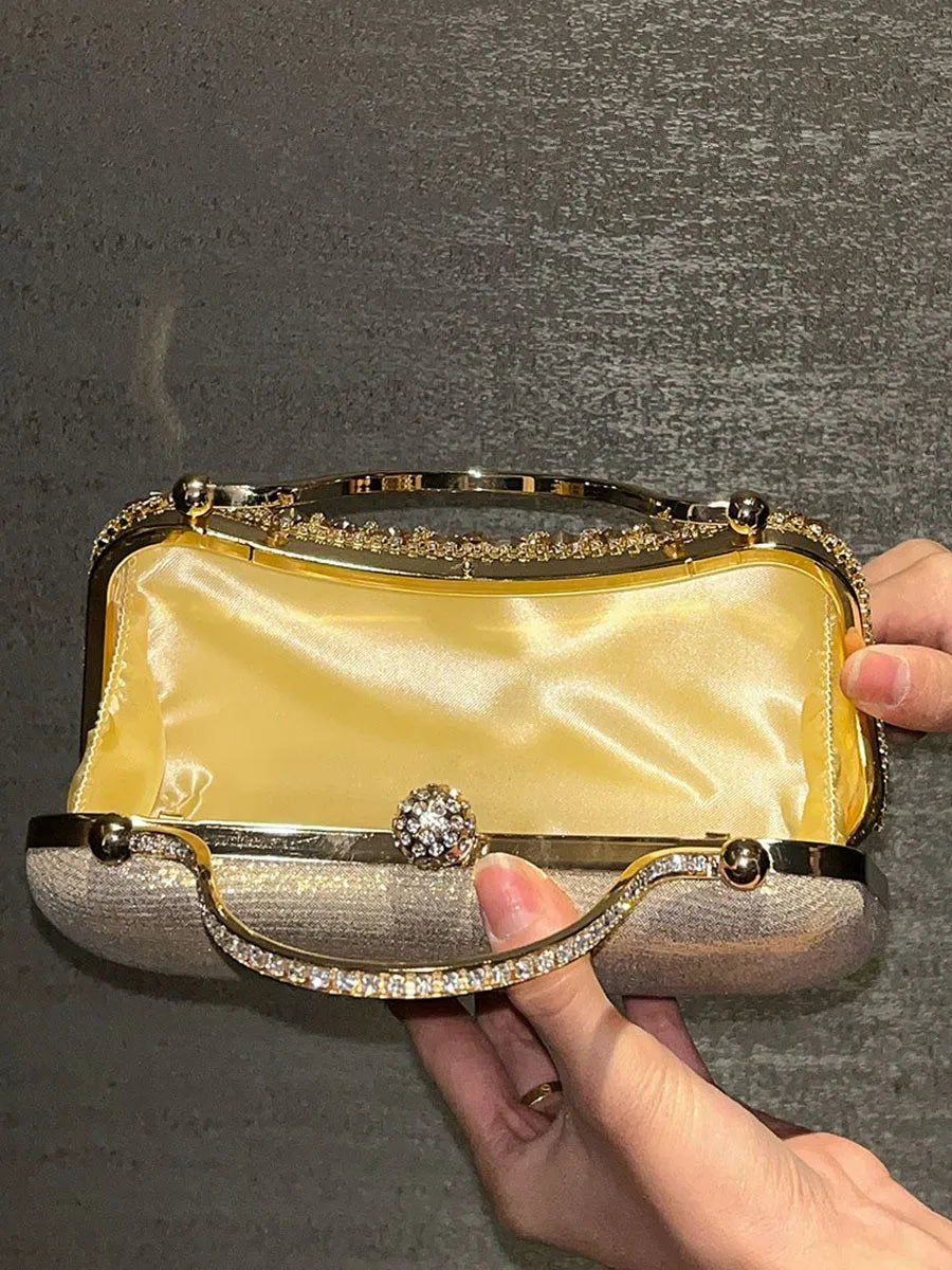 Diamond Evening Gold Clutch Tassel Bag