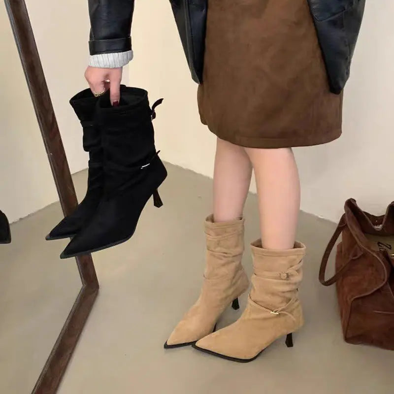 Women’s Suede Pointed Toe Ankle Boots