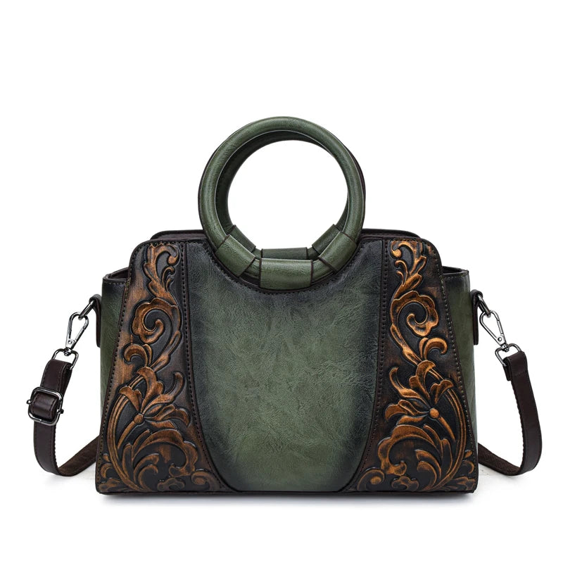 Vintage Embossed PU Leather Women's Shoulder Bag