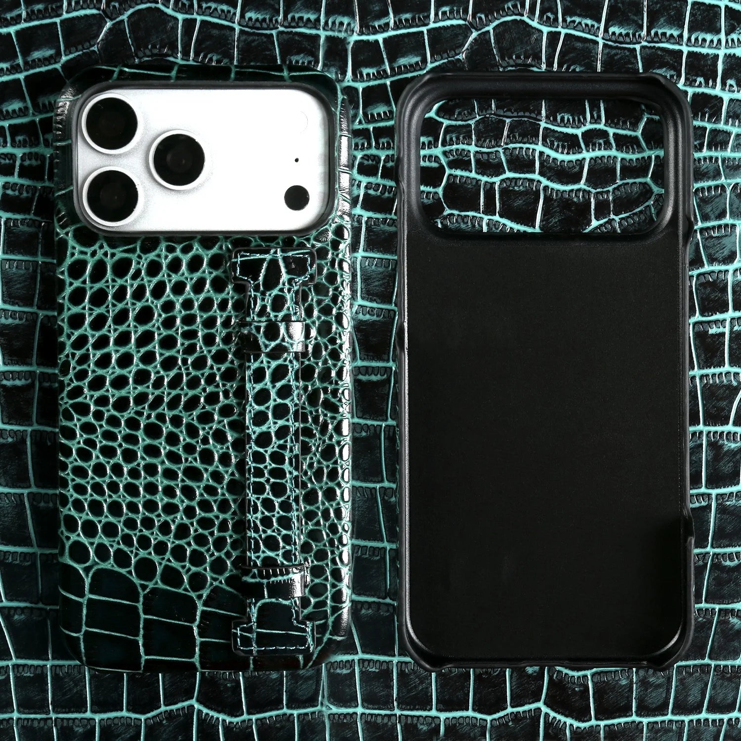 Genuine Leather Case with Wrist Strap & Kickstand for iPhone