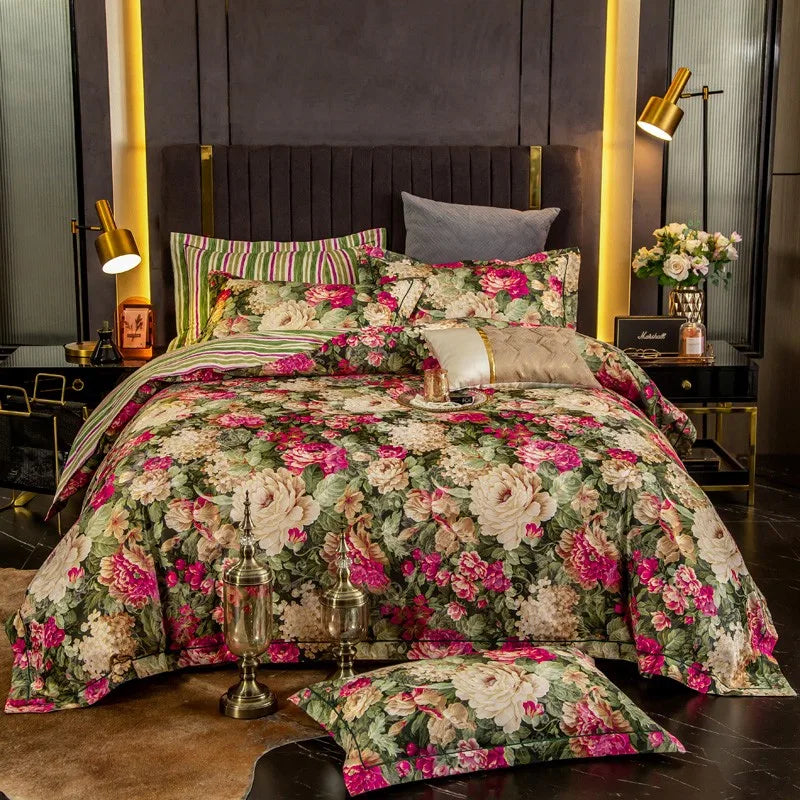 Elegant Vibrant Floral Bedding Set 100% Cotton