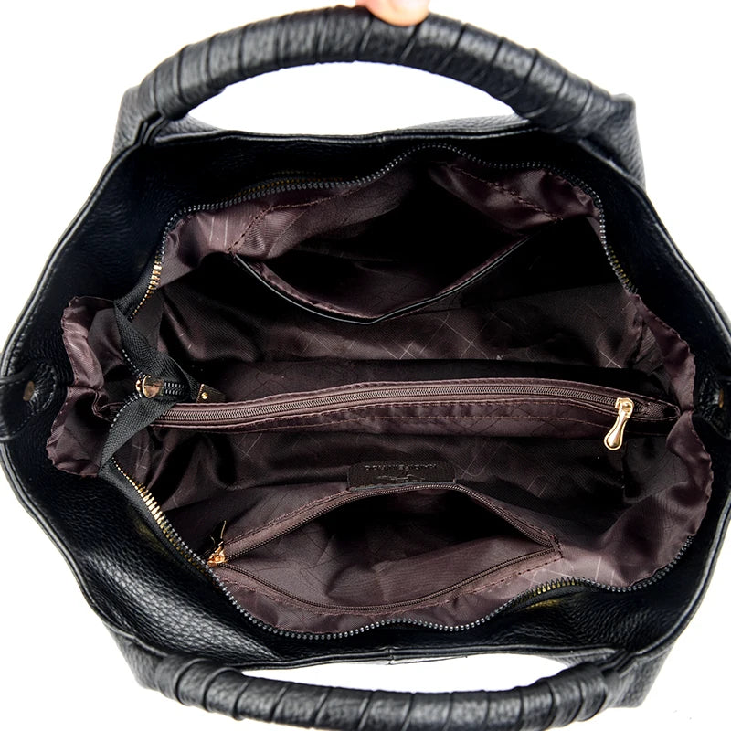 Leather Diagonal Crossbody Tote Bag