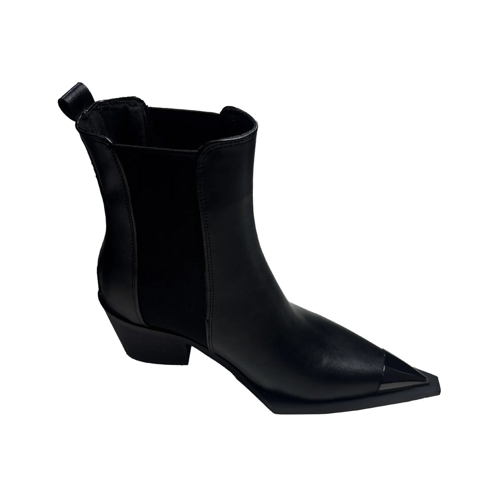 Pointed Metal Pointed Toe Chelsea Ankle Boots With Side Zipper