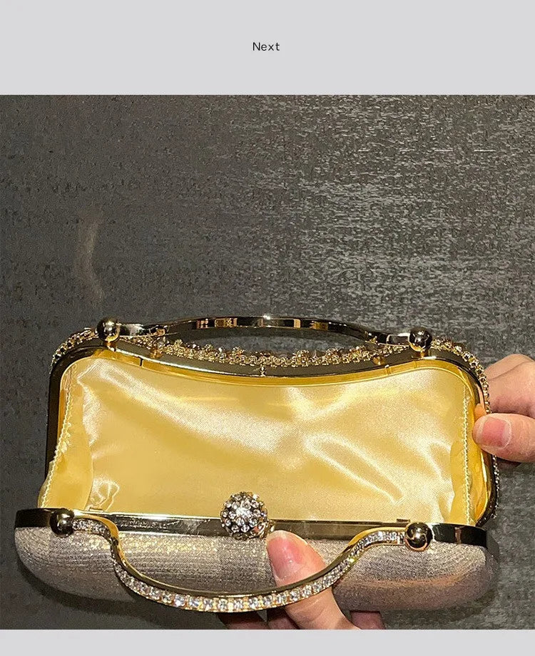 Diamond Evening Gold Clutch Tassel Bag