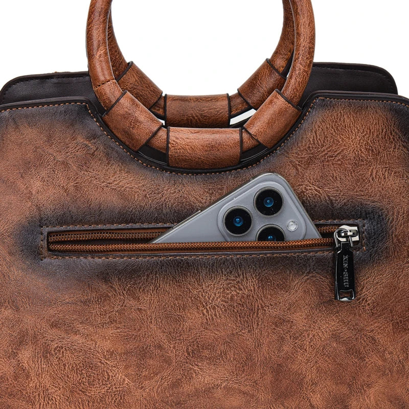 Vintage Embossed PU Leather Women's Shoulder Bag