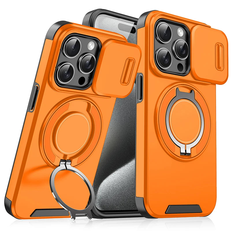 Heavy Duty iPhone Case with 360° Rotating Ring – Car Mount Holder TPU + PC Bumper