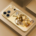Jewel Apple Gold Metallic Tempered Glass iPhone Case