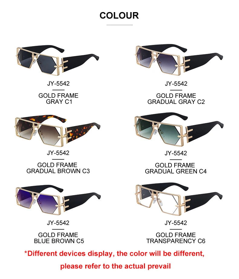 Steampunk Rectangle Metal Frame Sunglasses UV400 