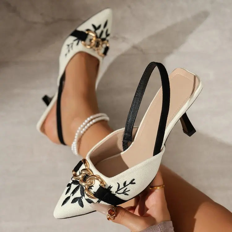 Comfortable Women’s High Heel Sandals Slip-On Buckle