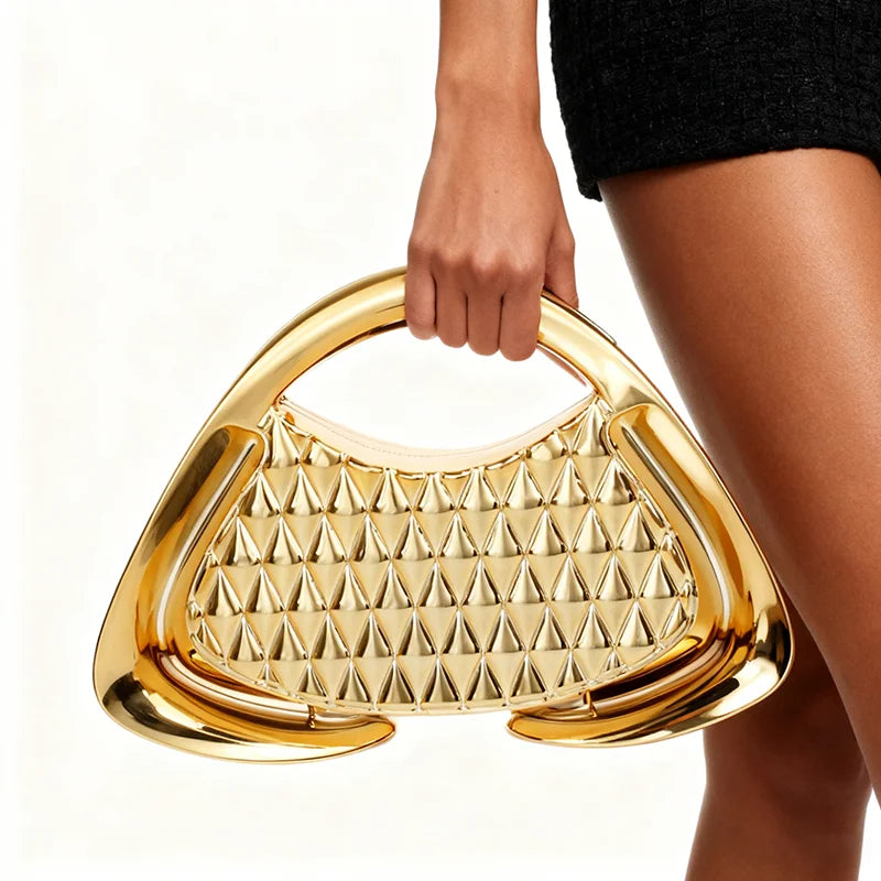Unique Metallic Chain Crossbody Bag