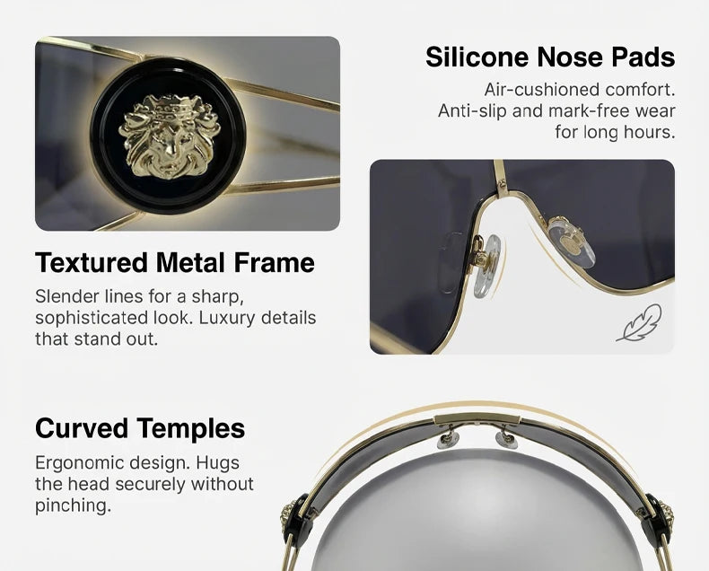 One-Piece Shield Luxury Vintage Wrap Around Sunglasses