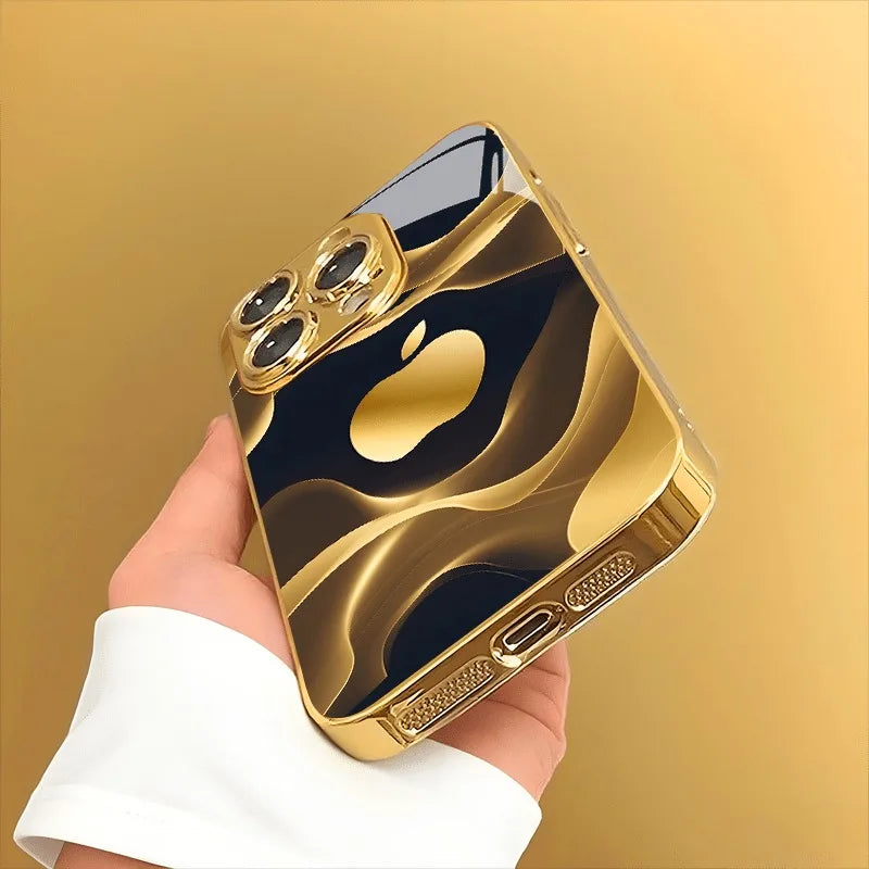 Gilded Fluid Gold Metallic Paint Glass Phone Case for iPhone