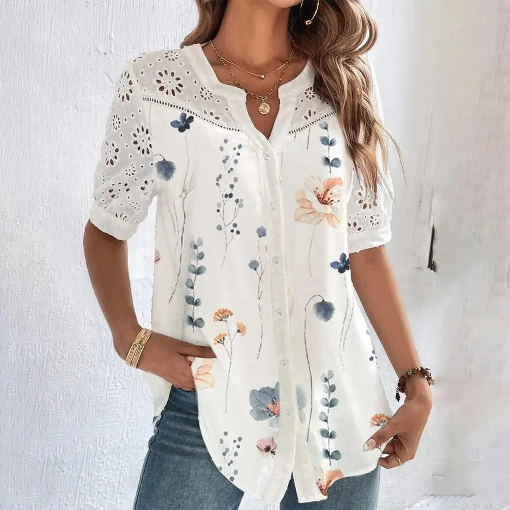 Elegant Casual Floral Blouse
