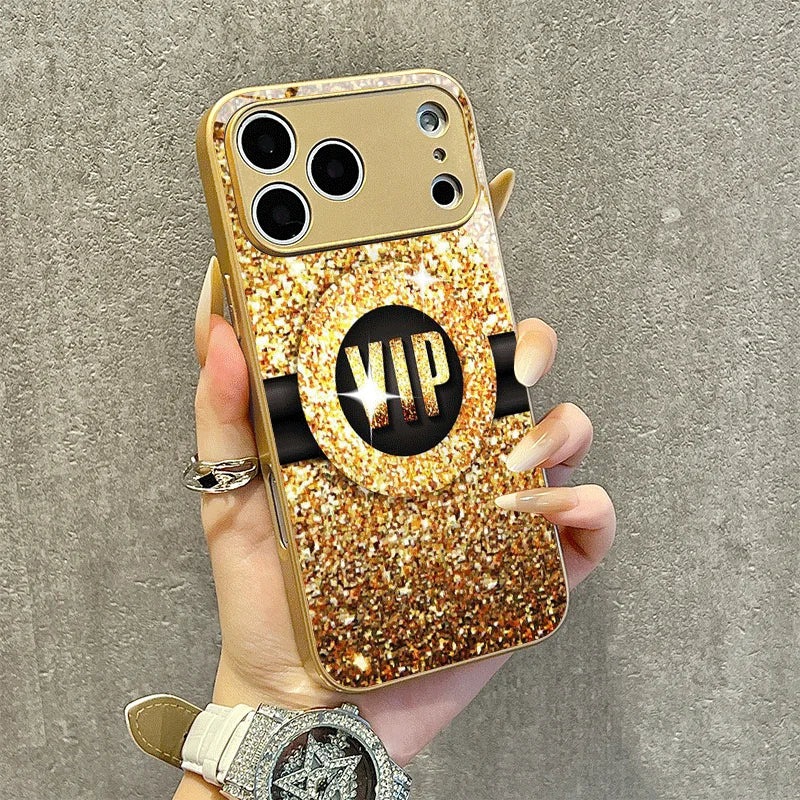 Glimmering Gold Electroplated Glass Phone Case for iPhone