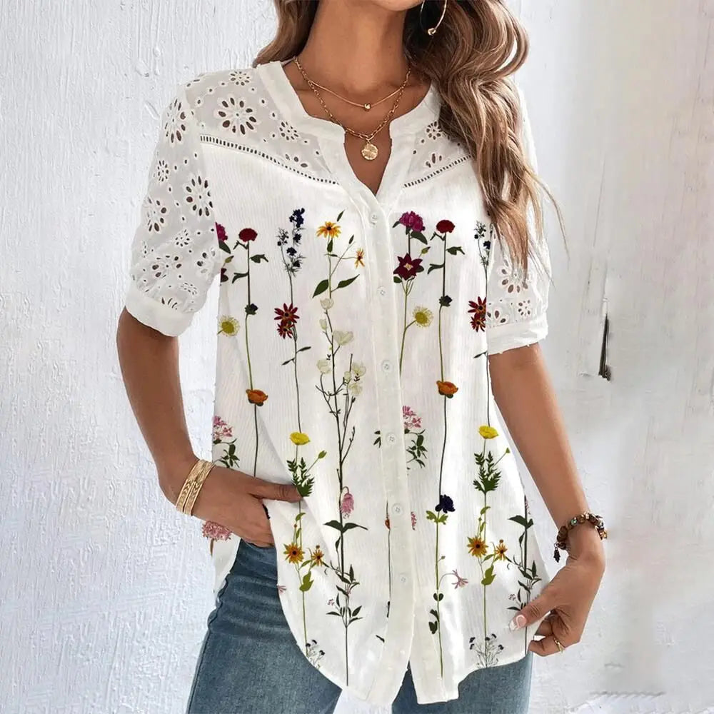 Elegant Casual Floral Blouse