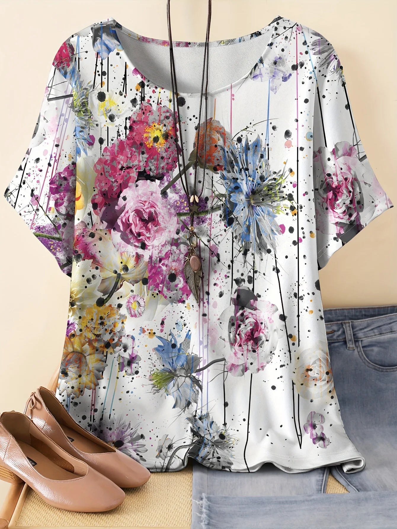 Summer Flower Butterfly T-Shirt