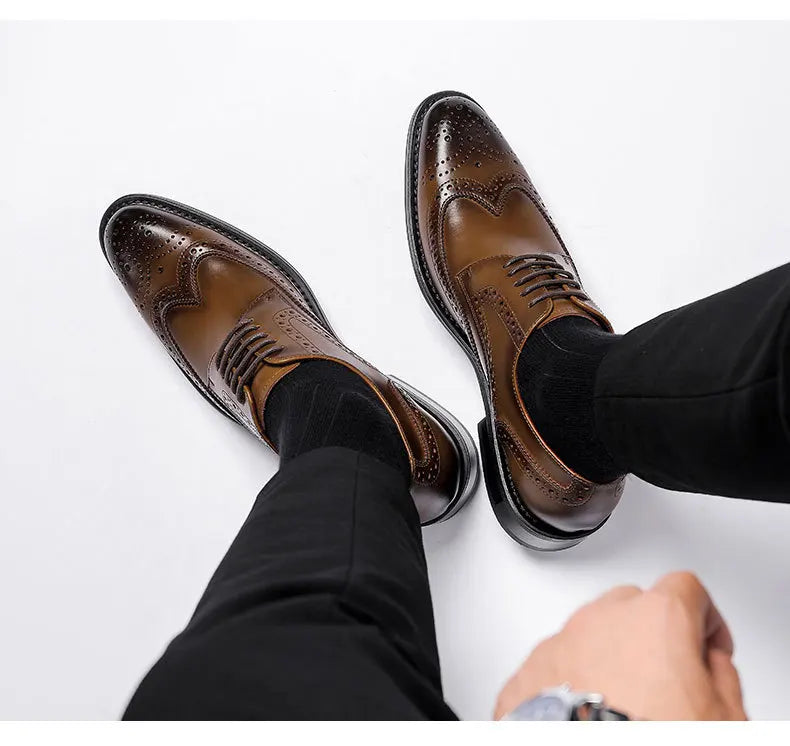 Genuine Leather Lace-up Men's Business  Dress Shoes
