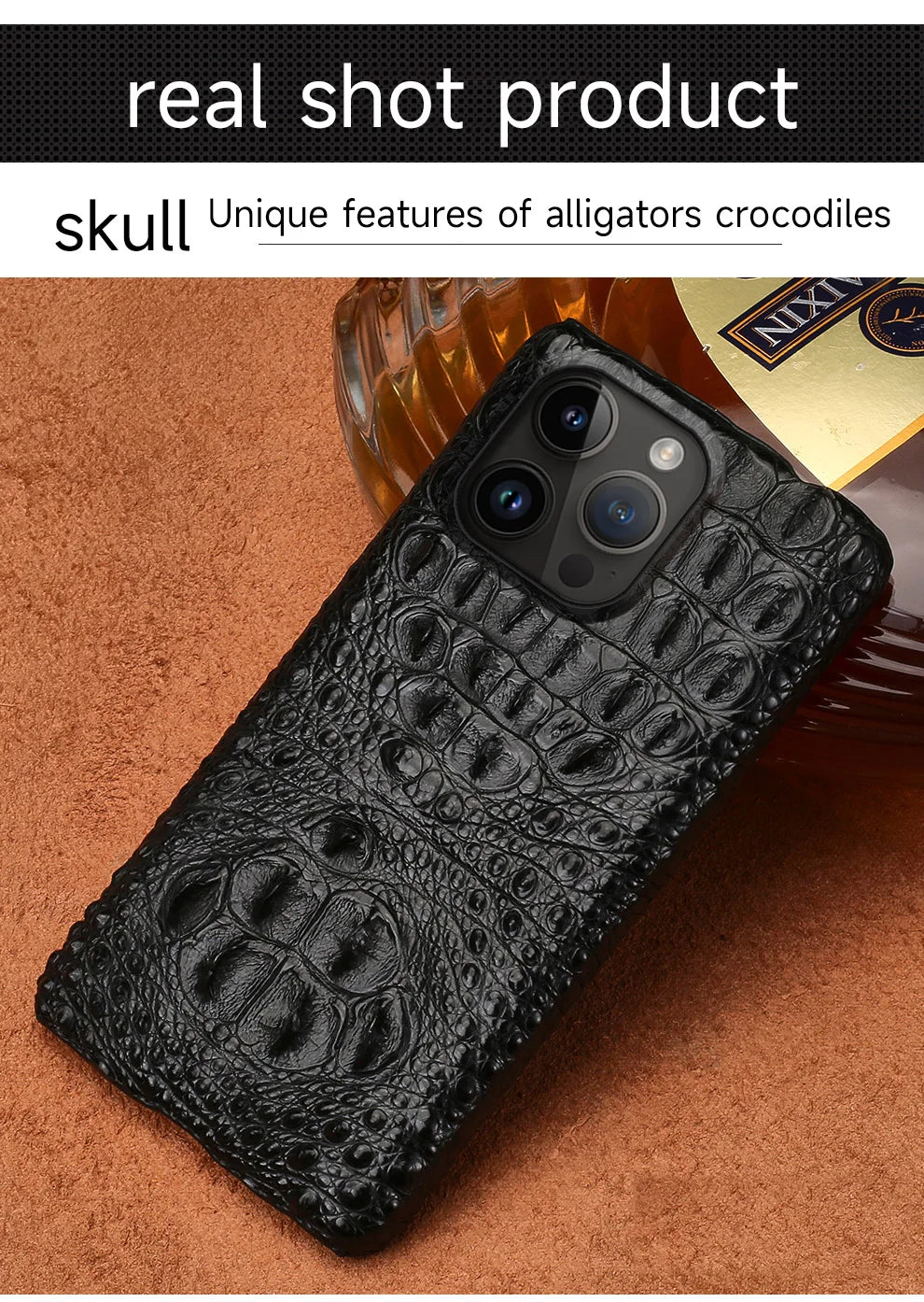 100% Genuine Crocodile Leather Phone Case For iPhone