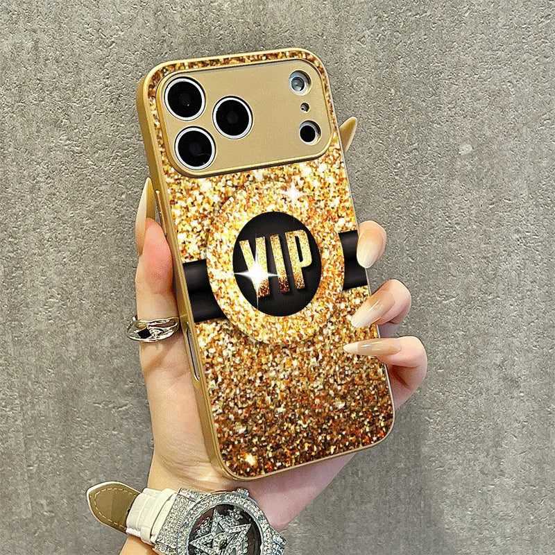 Glimmering Gold Electroplated Glass Phone Case for iPhone