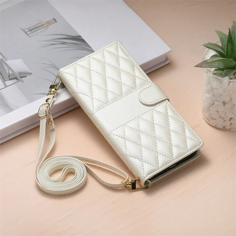 Crossbody Leather Phone Case for Samsung Galaxy – Lanyard Card Wallet Cover