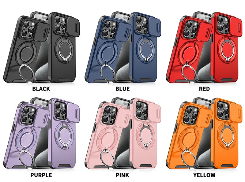 Heavy Duty iPhone Case with 360° Rotating Ring – Car Mount Holder TPU + PC Bumper