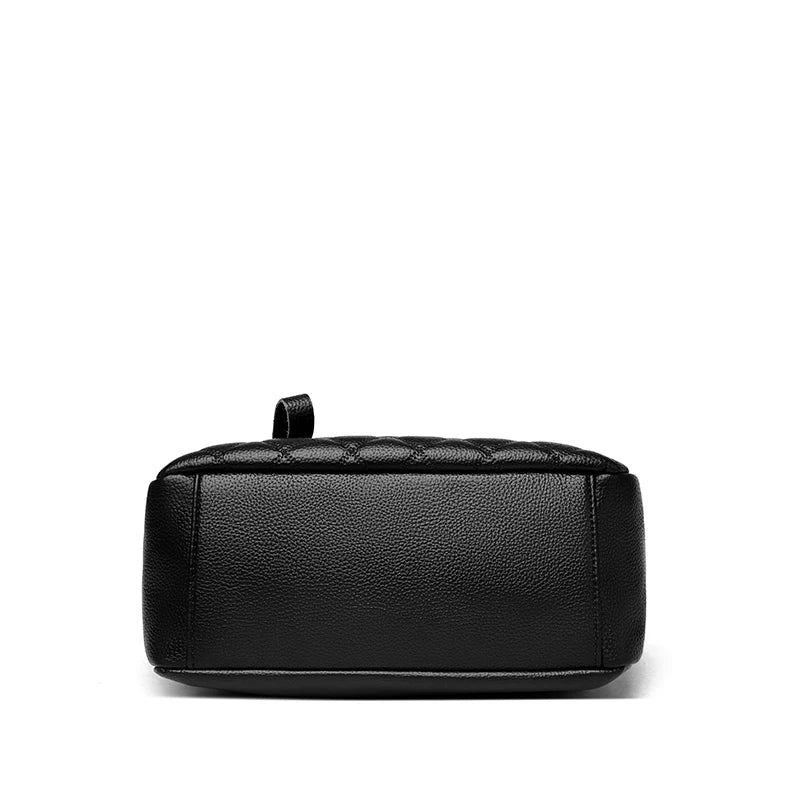 Checker Style Genuine Soft Leather Shoulder Bag