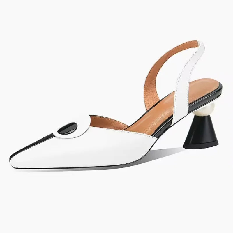 Multi Color Black Pu Leather Slip on Square Heel Pumps
