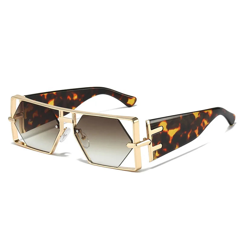 Steampunk Rectangle Metal Frame Sunglasses UV400 