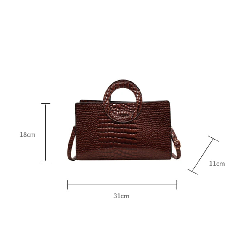 Crocodile Pattern PU Leather Square Handbag
