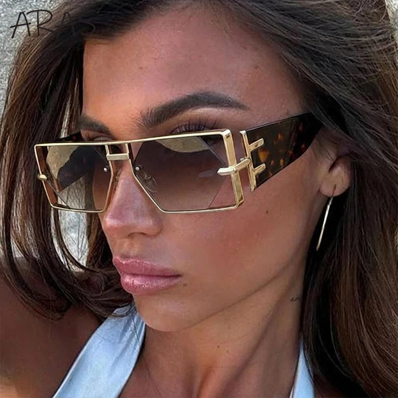 Steampunk Rectangle Metal Frame Sunglasses UV400 
