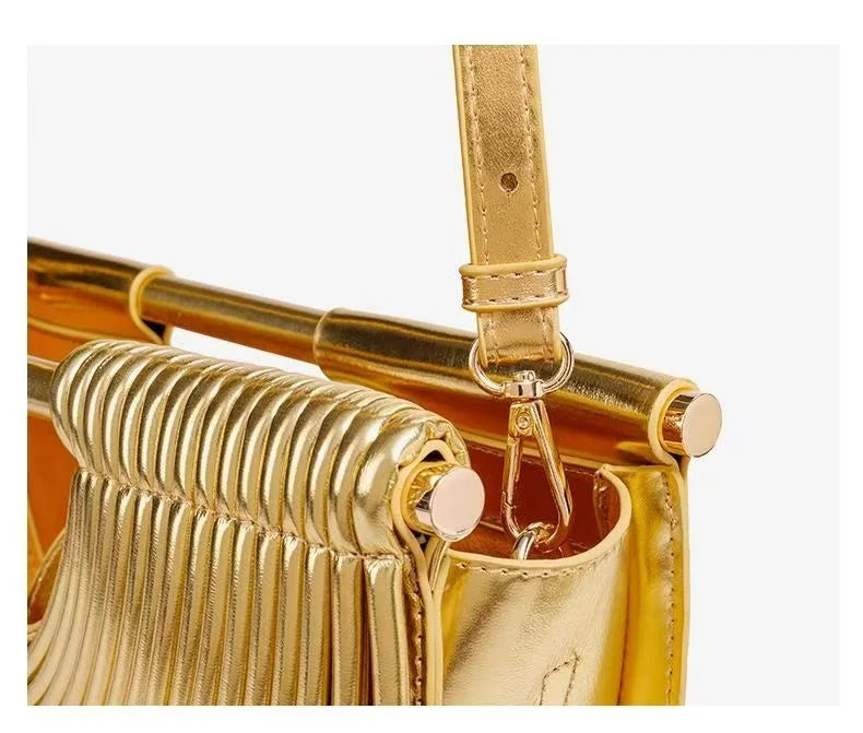 Gold Handwoven Hobo Bag Designer Evening Clutch