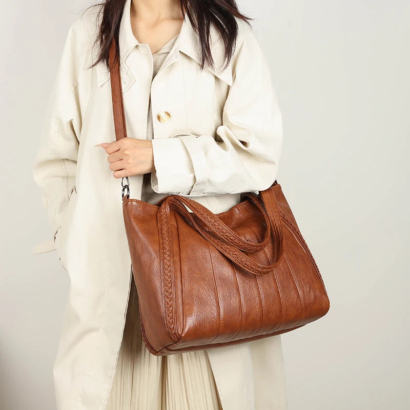 Soft Leather Weave Style Handbag