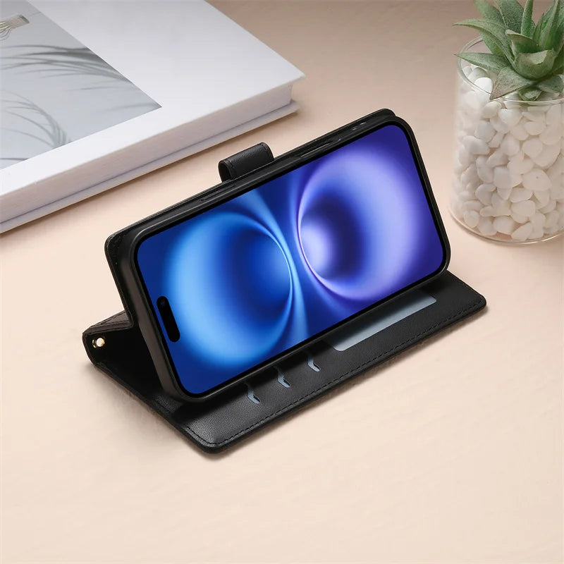 Crossbody Leather Phone Case for Samsung Galaxy – Lanyard Card Wallet Cover