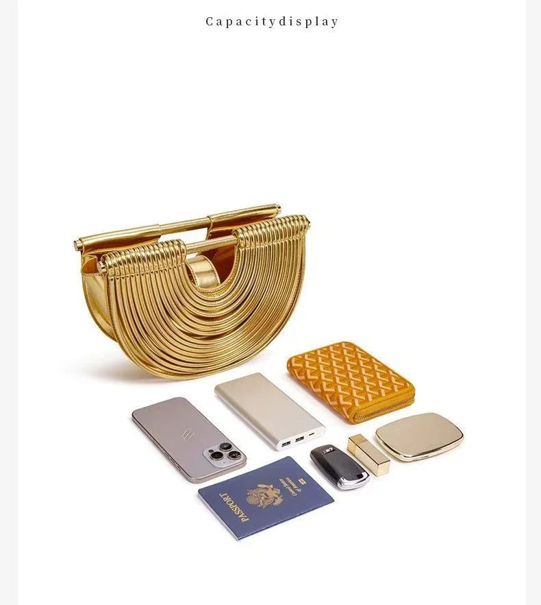 Gold Handwoven Hobo Bag Designer Evening Clutch