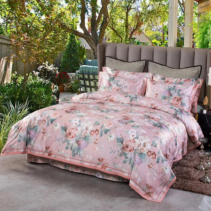  Vintage Chic Blooming Flowers Jacquard Bedding Set