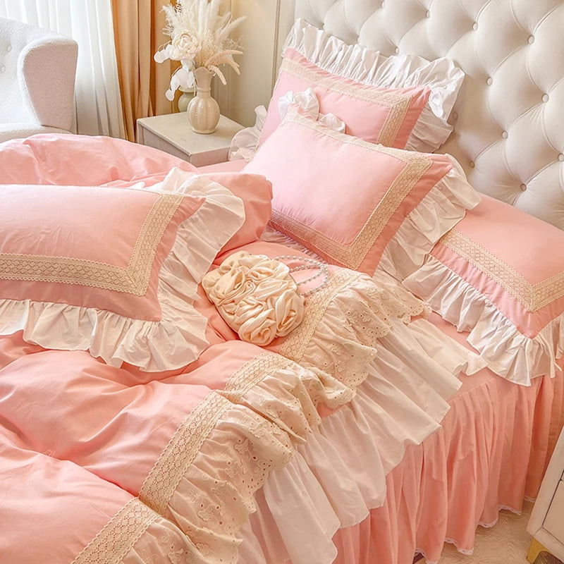 French Romantic Sweet Princess Style Bedding Set 100% Cotton