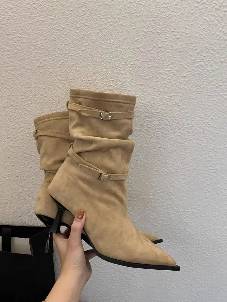 Women’s Suede Pointed Toe Ankle Boots