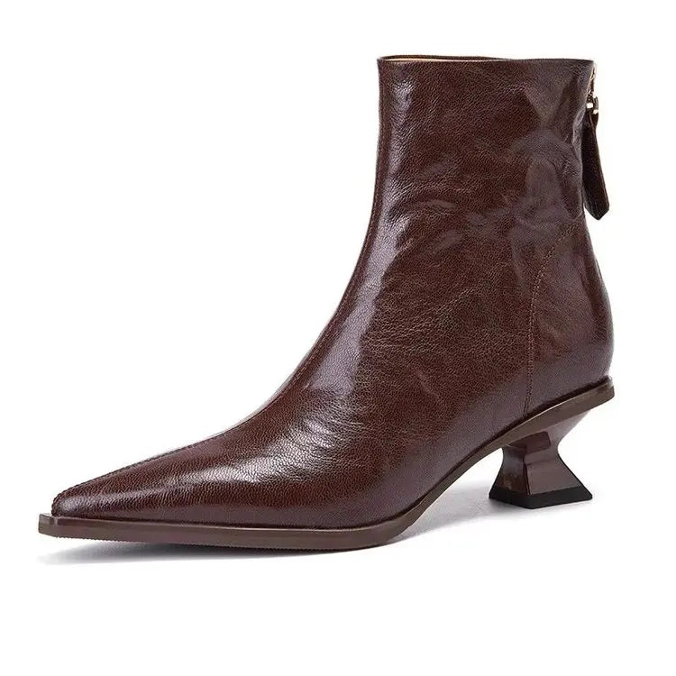 Women’s French Retro Pointed Toe Ankle Boots