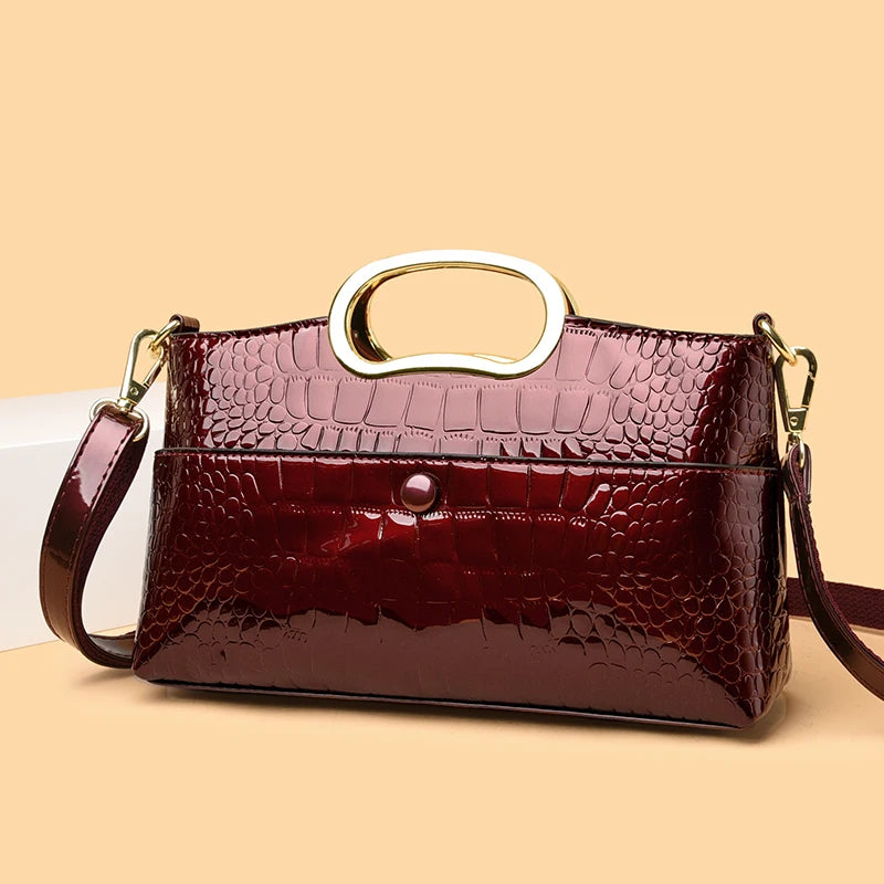 Crocodile Pattern Leather Casual Handbag