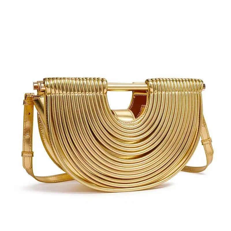 Gold Handwoven Hobo Bag Designer Evening Clutch